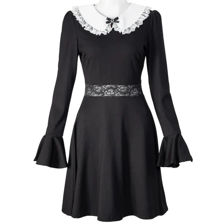 Damen-Kleid mit ausgestellten Ärmeln und Lolita-Puppenkragen
