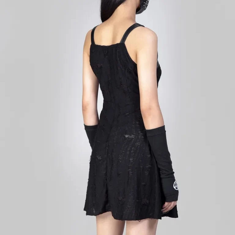 Damen-Slipkleid mit Punk-Riemen und Schnürung