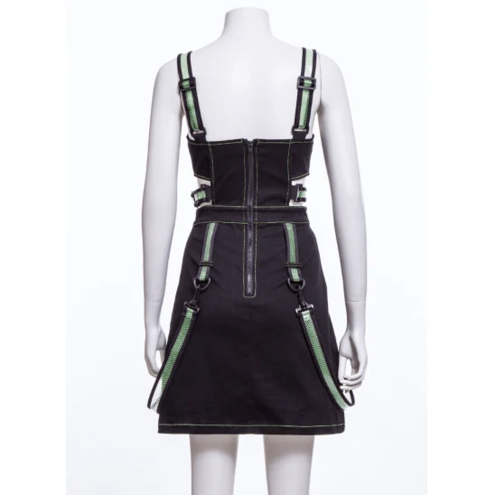 Punk-Slipkleid mit Trägern und Reißverschluss für Damen in Grün