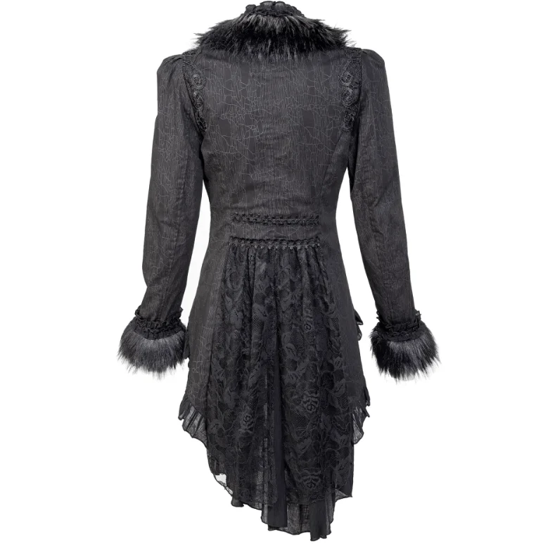 Gothic-Mantel mit gerüschtem Spitzenspleiß und Schwalbenschwanz für Damen