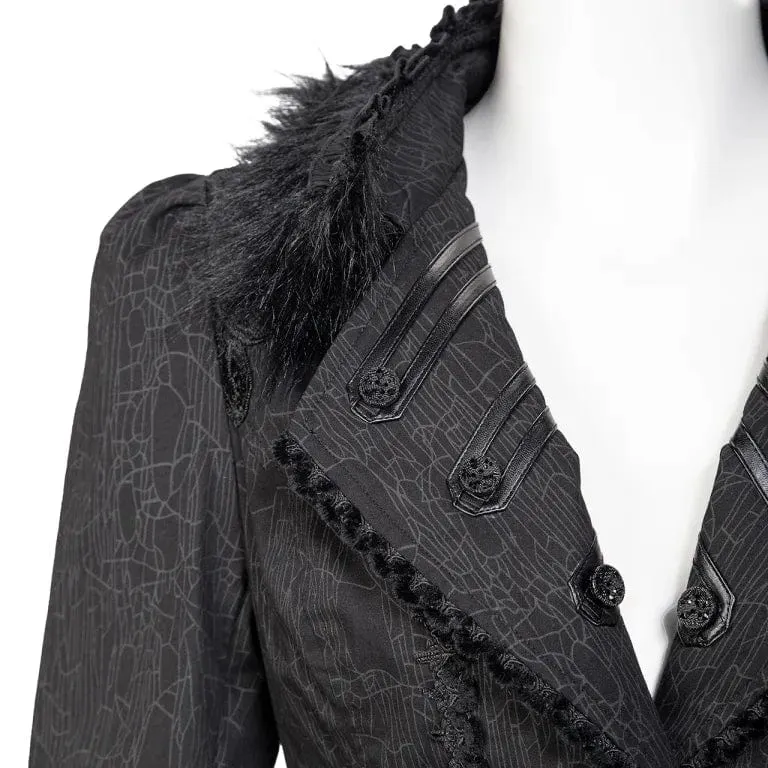 Gothic-Mantel mit gerüschtem Spitzenspleiß und Schwalbenschwanz für Damen