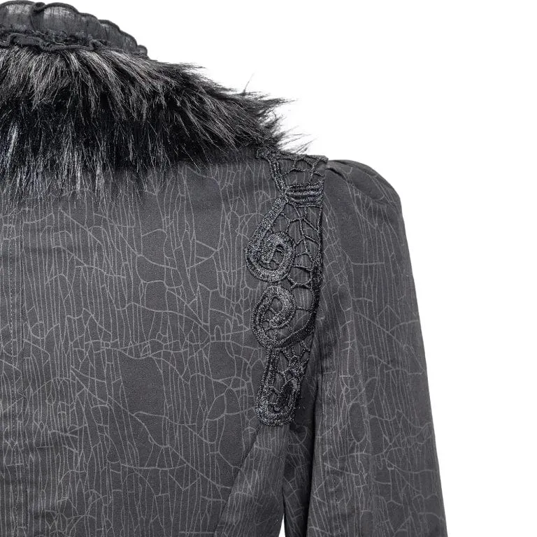 Gothic-Mantel mit gerüschtem Spitzenspleiß und Schwalbenschwanz für Damen
