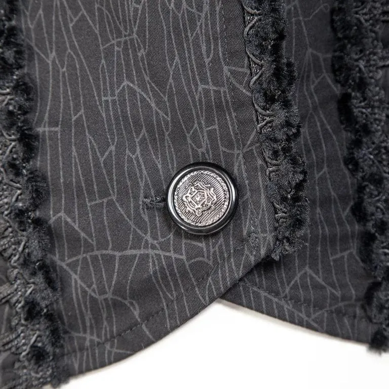 Gothic-Mantel mit gerüschtem Spitzenspleiß und Schwalbenschwanz für Damen