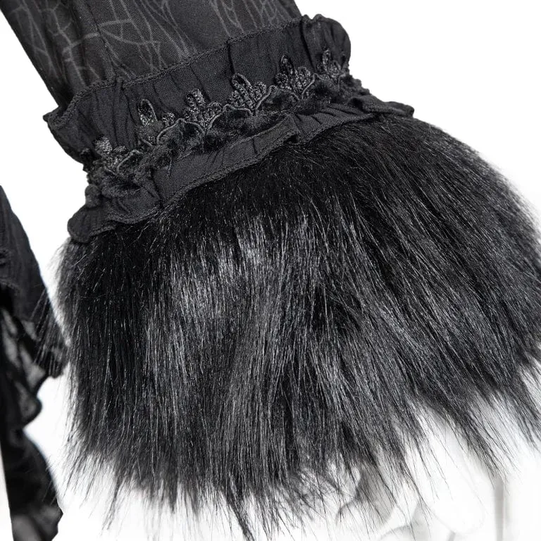 Gothic-Mantel mit gerüschtem Spitzenspleiß und Schwalbenschwanz für Damen