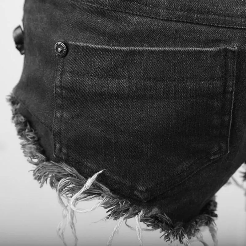 Damen-Jeansshorts mit Punk-Spitze