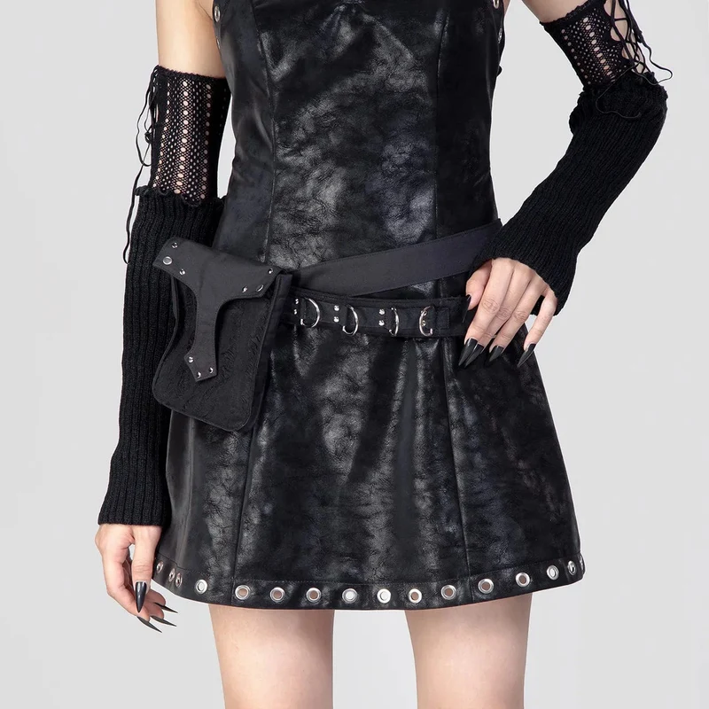 Damen-Punk-Riped-Nailed-Gürteltasche