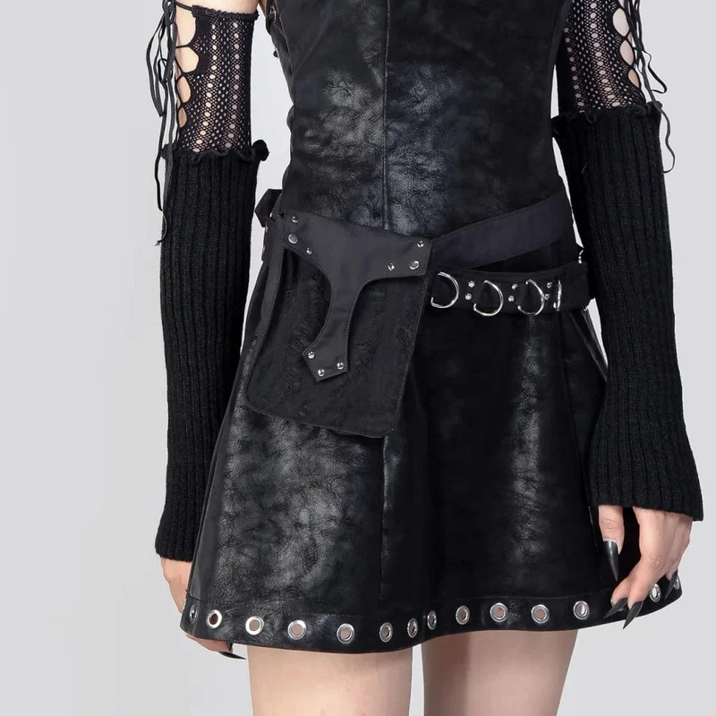 Damen-Punk-Riped-Nailed-Gürteltasche