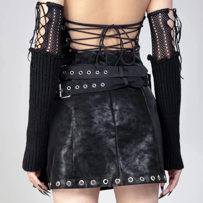 Damen-Punk-Riped-Nailed-Gürteltasche