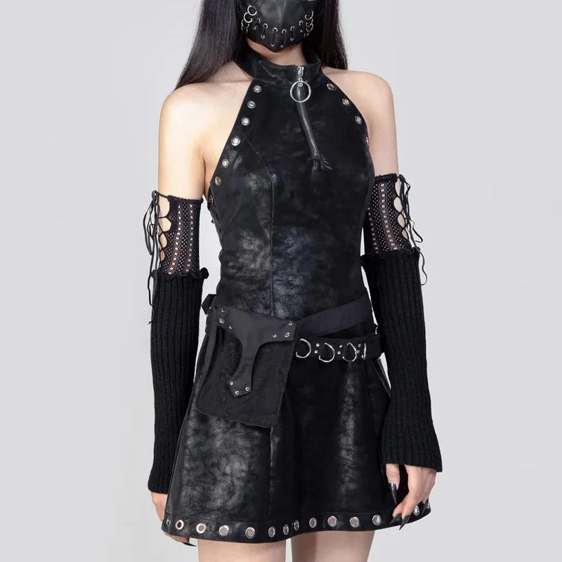 Damen-Punk-Riped-Nailed-Gürteltasche