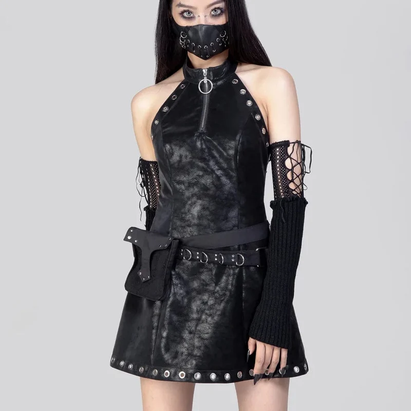Damen-Punk-Riped-Nailed-Gürteltasche