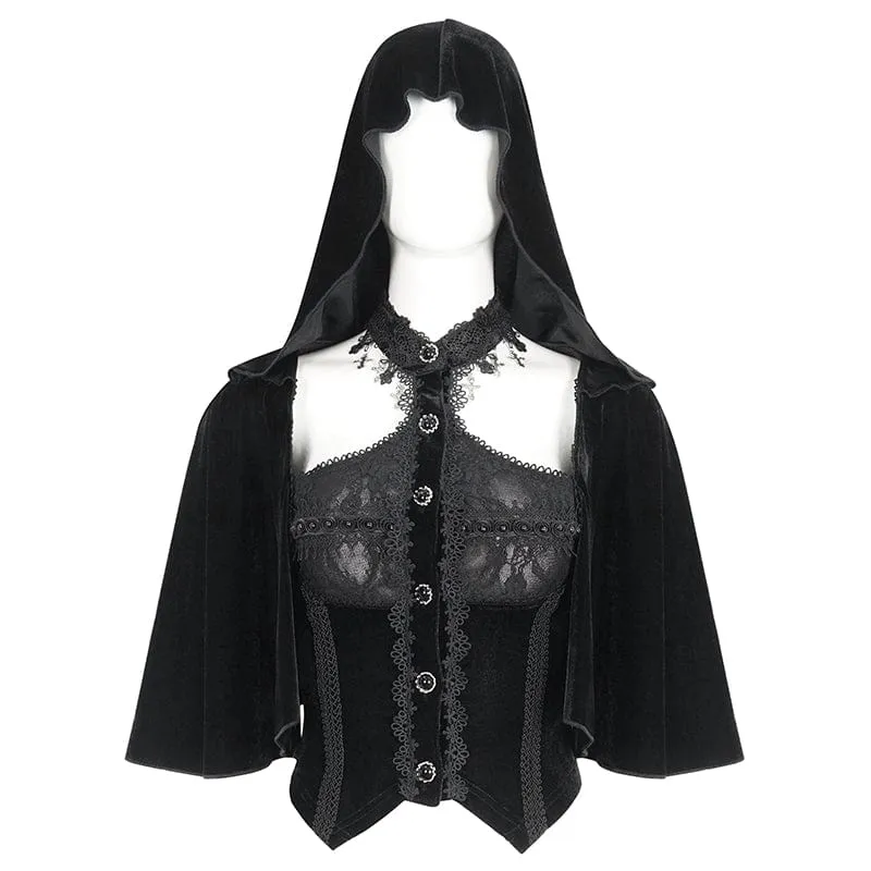 Gothic-Splice-Cape für Damen mit Neckholder-Samtoberteil