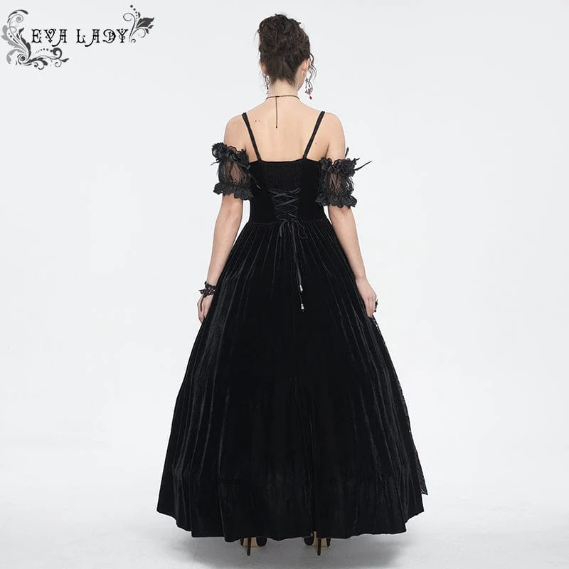 Gothic-Kleid für Damen, schulterfrei, rosafarben, perlenbesetzt, aus rotem Samt, Hochzeitskleid
