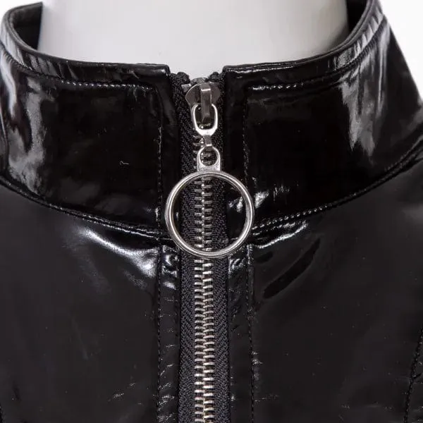 Schulterfreier Punk-Umhang aus Lackleder mit Reißverschluss für Damen