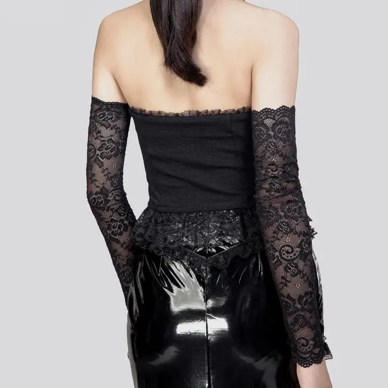 Damen Gothic Neckholder-Weste mit tiefem Spitzen-Splice-Ausschnitt