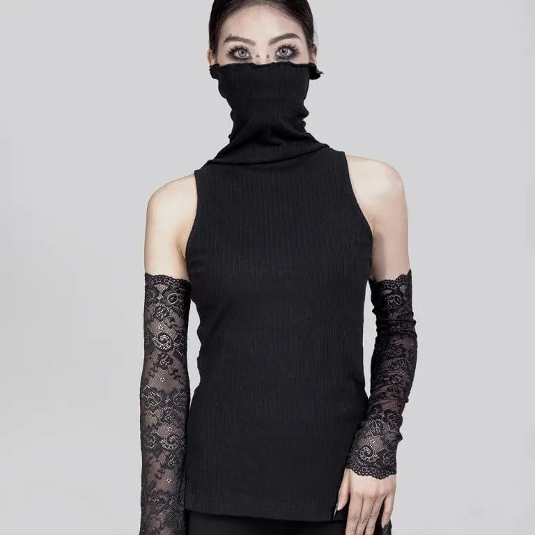 Gerippte Rollkragenweste für Damen im Punk-Stil