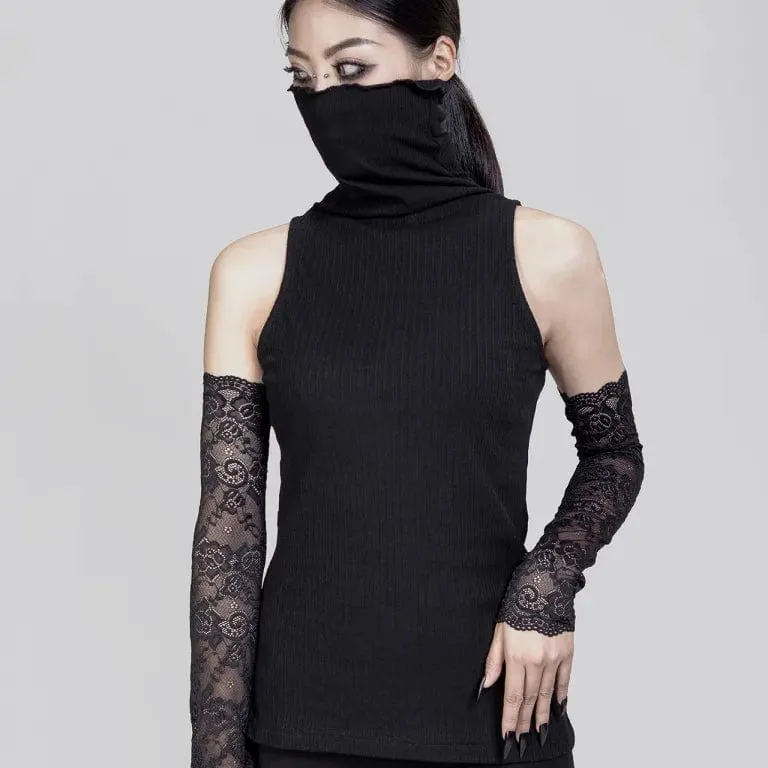 Gerippte Rollkragenweste für Damen im Punk-Stil