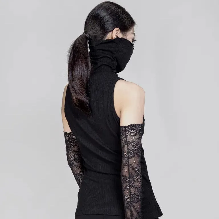 Gerippte Rollkragenweste für Damen im Punk-Stil