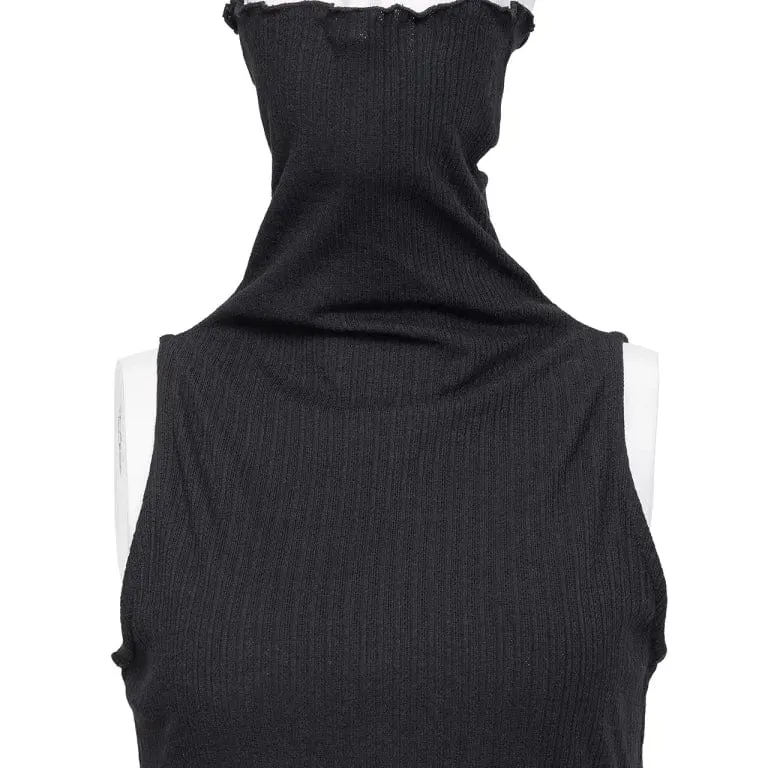 Gerippte Rollkragenweste für Damen im Punk-Stil