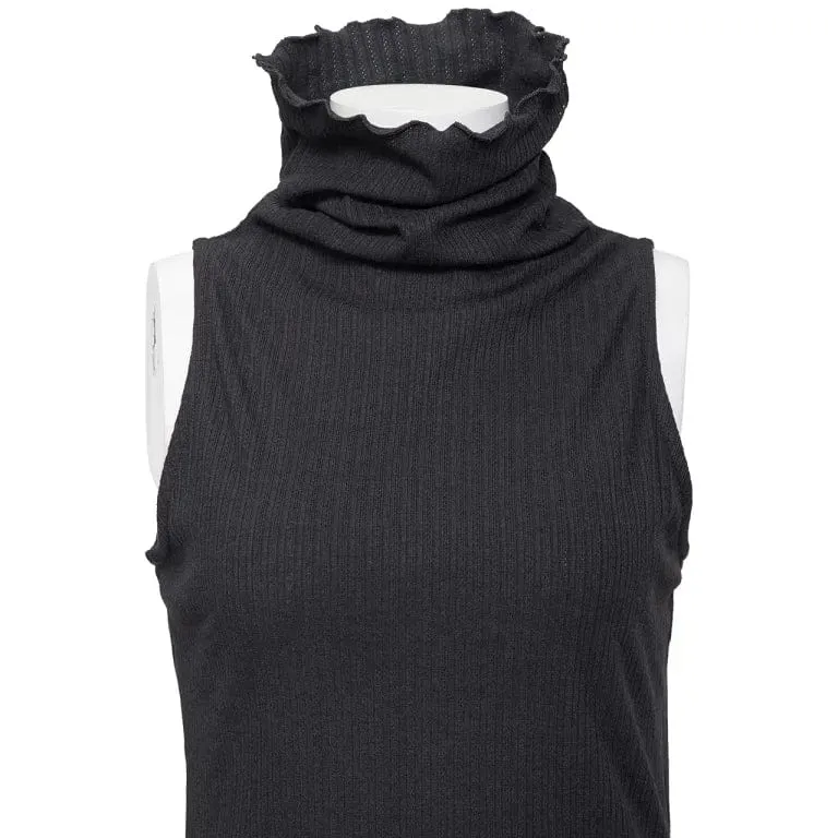 Gerippte Rollkragenweste für Damen im Punk-Stil