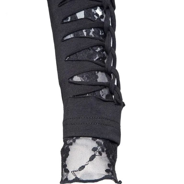 Damen Gothic Rippes Mesh Splice Tank Top mit Ärmelärmeln