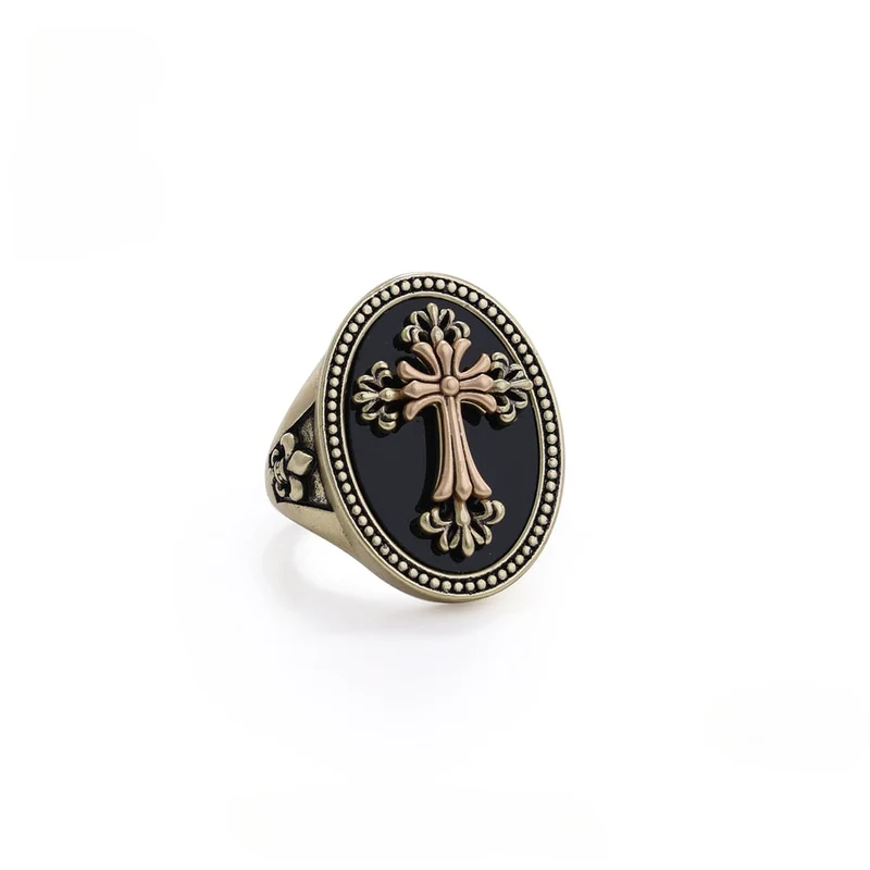 Punk-Ring mit Blumenkreuz für Damen