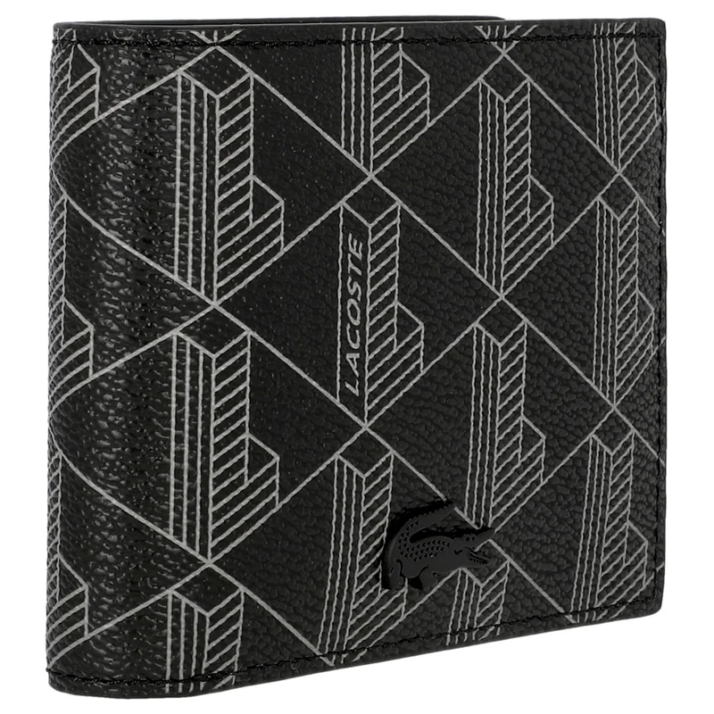 Lacoste Signature - Cartera de hombre 6cc 11 cm (allover monogram noir gris)