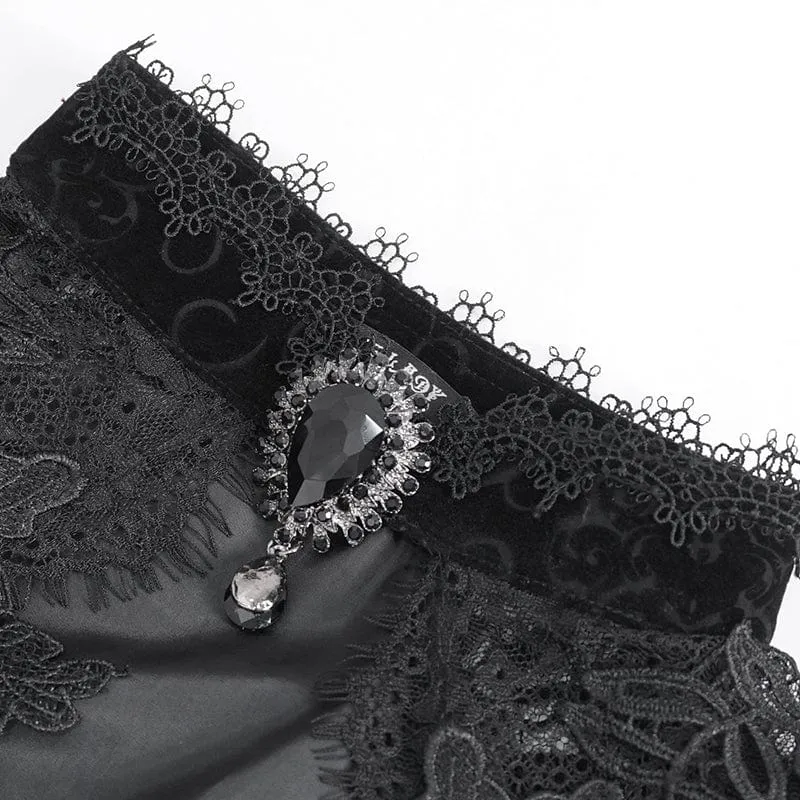 Gothic-Spitze-Spleißhemd mit ausgestellten Ärmeln für Damen