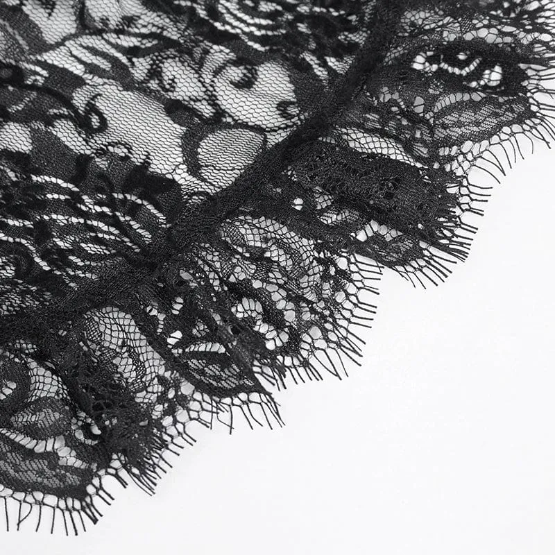 Gothic-Spitze-Spleißhemd mit ausgestellten Ärmeln für Damen