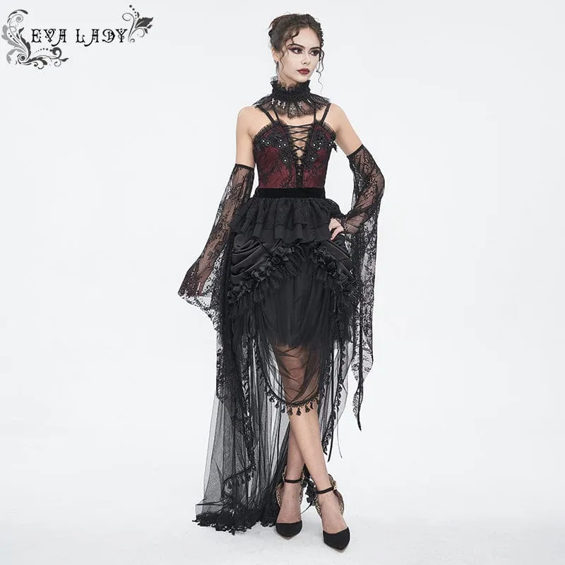 Damen-Kragen aus Gothic-Perlen mit Rüschen und Spitze