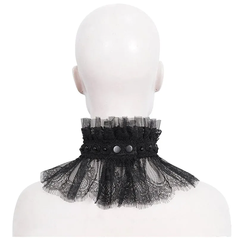 Damen-Kragen aus Gothic-Perlen mit Rüschen und Spitze