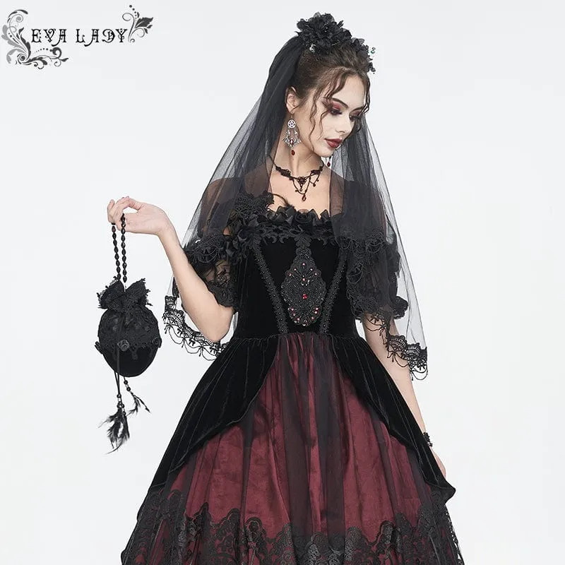 Damen-Minitasche im Gothic-Stil mit Spitzenspleiß und Perlen