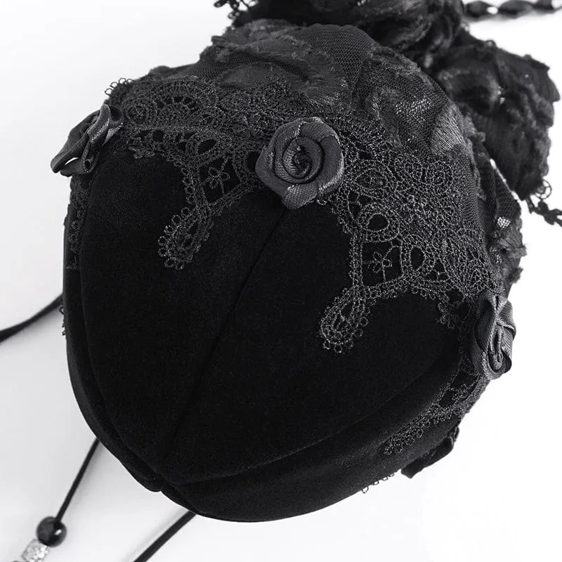 Damen-Minitasche im Gothic-Stil mit Spitzenspleiß und Perlen