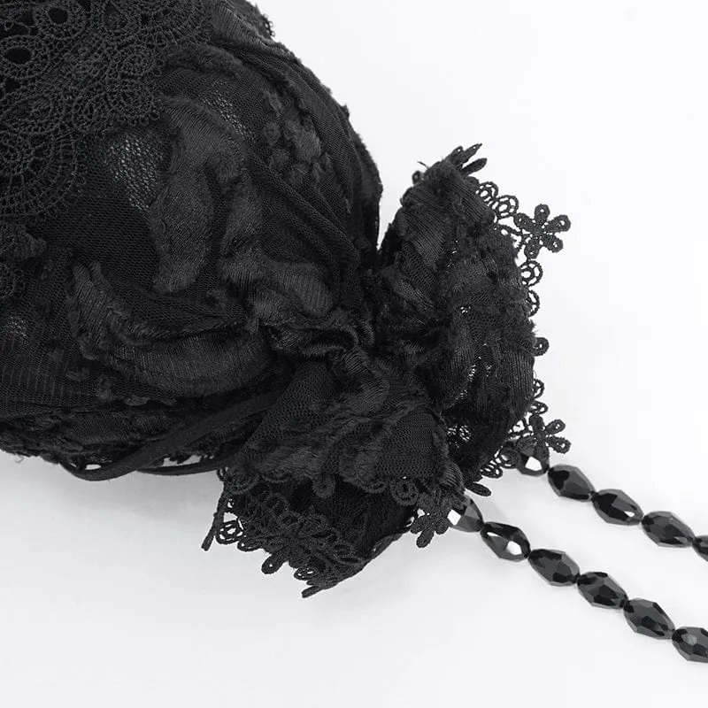 Damen-Minitasche im Gothic-Stil mit Spitzenspleiß und Perlen