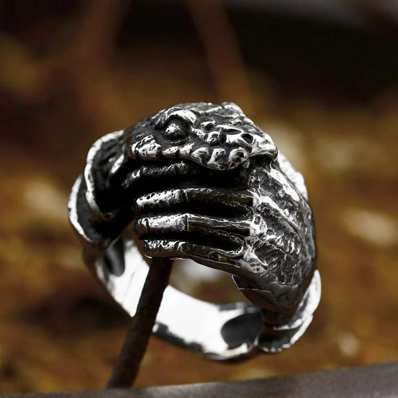 Herren-Punk-Retro-Ring mit unregelmäßigem Totenkopf aus Edelstahl