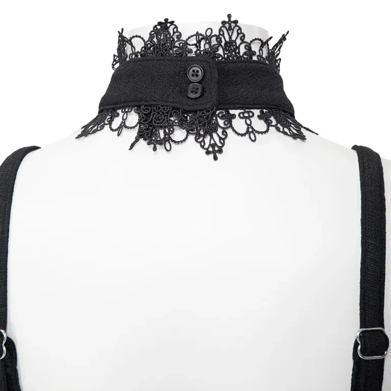 Damen Gothic Stehkragen Mesh Splice Tank Top
