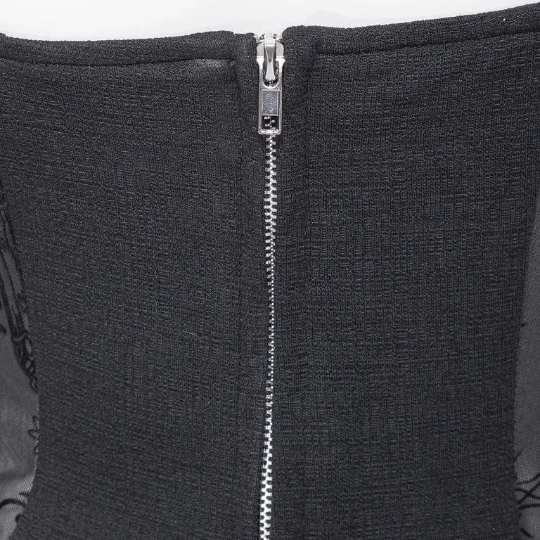 Damen Gothic Stehkragen Mesh Splice Tank Top