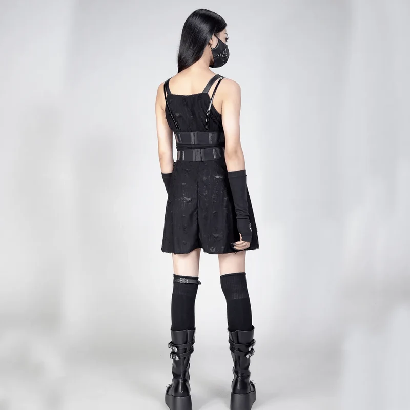 Damen Punk Straps Mesh Body Harness Schwarz