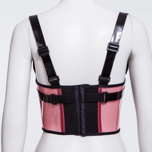 Damen Punk Buckles Mesh Unterbrustkorsett Rot