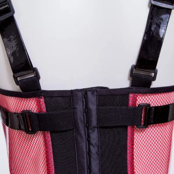 Damen Punk Buckles Mesh Unterbrustkorsett Rot