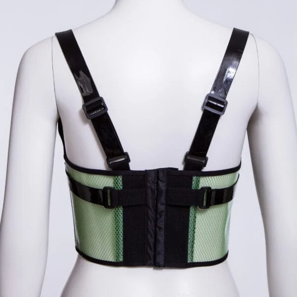 Damen Punk Buckles Mesh Unterbrustkorsett Grün