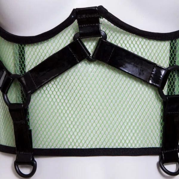 Damen Punk Buckles Mesh Unterbrustkorsett Grün