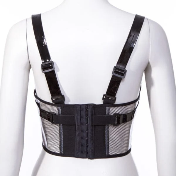 Damen Punk Buckles Mesh Unterbrustkorsett Schwarz