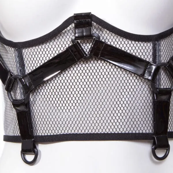 Damen Punk Buckles Mesh Unterbrustkorsett Schwarz