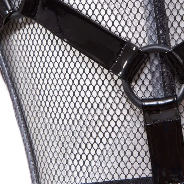 Damen Punk Buckles Mesh Unterbrustkorsett Schwarz