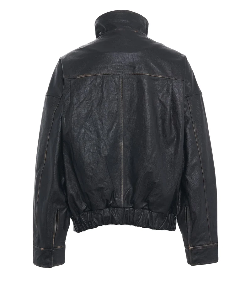 Giacca in pelle con collo alto