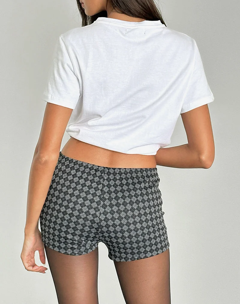 Emier Micro Shorts in Argyle Schwarz Grau