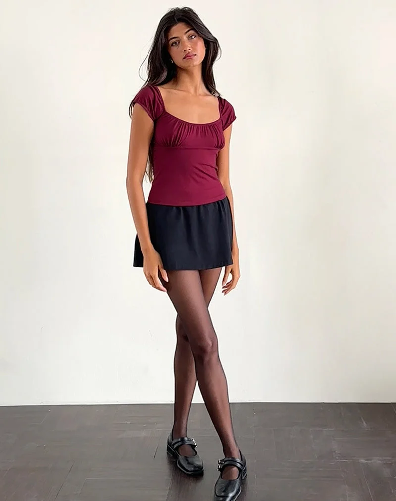 Vardah Top aus burgunderfarbenem Jersey