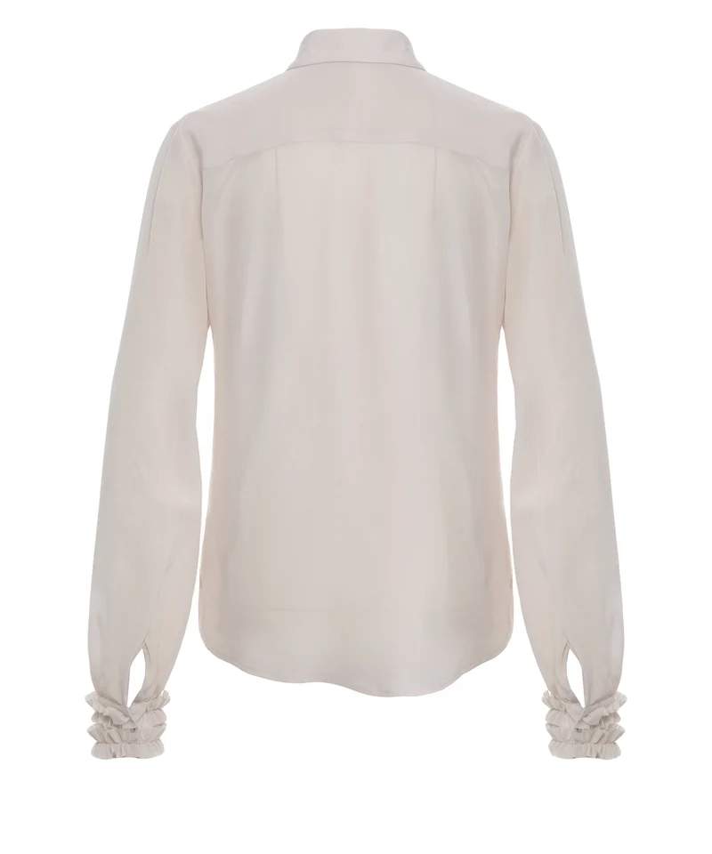 Blusa in seta con dettagli in ruches