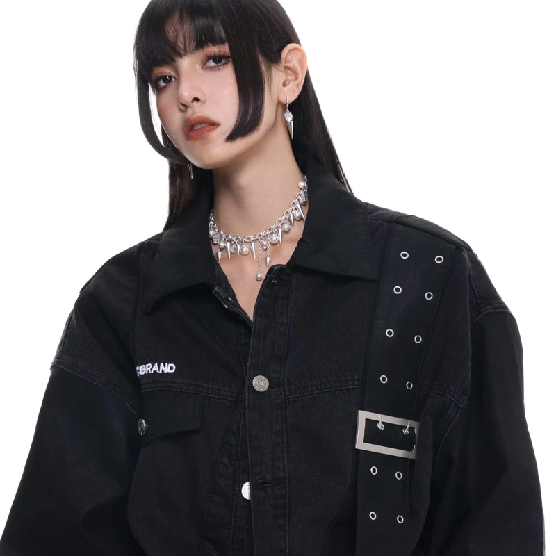 Damen-Punk-Perlenkette mit Nieten