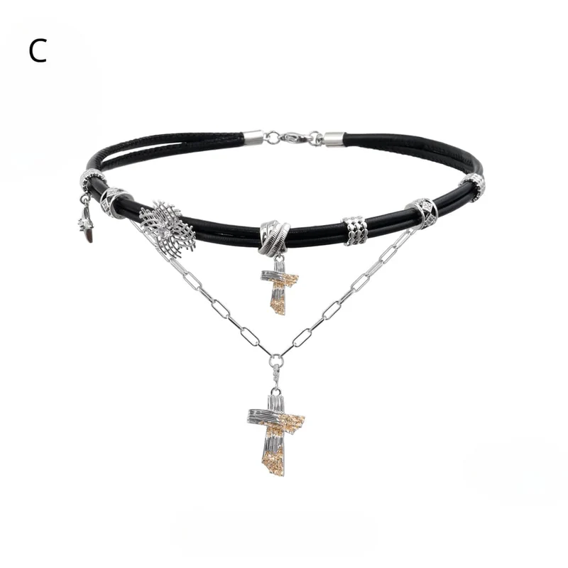Punk-Kreuzschicht-Halsband für Damen